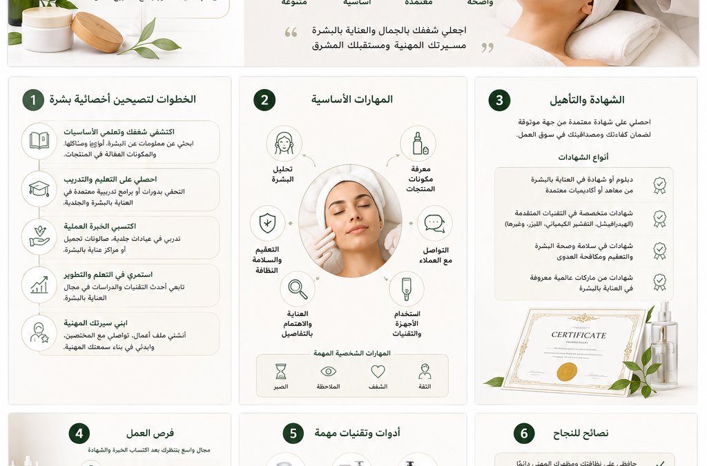 كيف أصبح أخصائية بشرة؟ الخطوات، المهارات، الشهادة، وفرص العمل